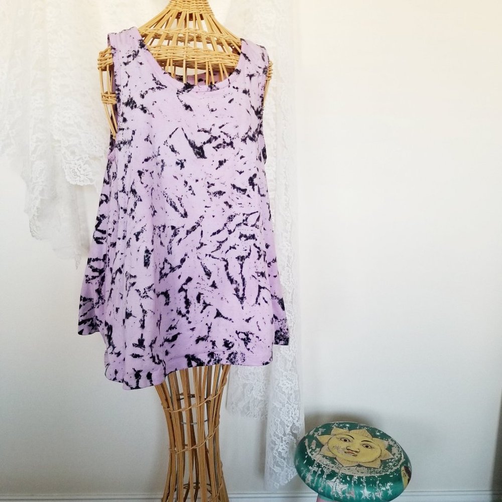 Sleeveless Purple &  Black Flared T-shirt